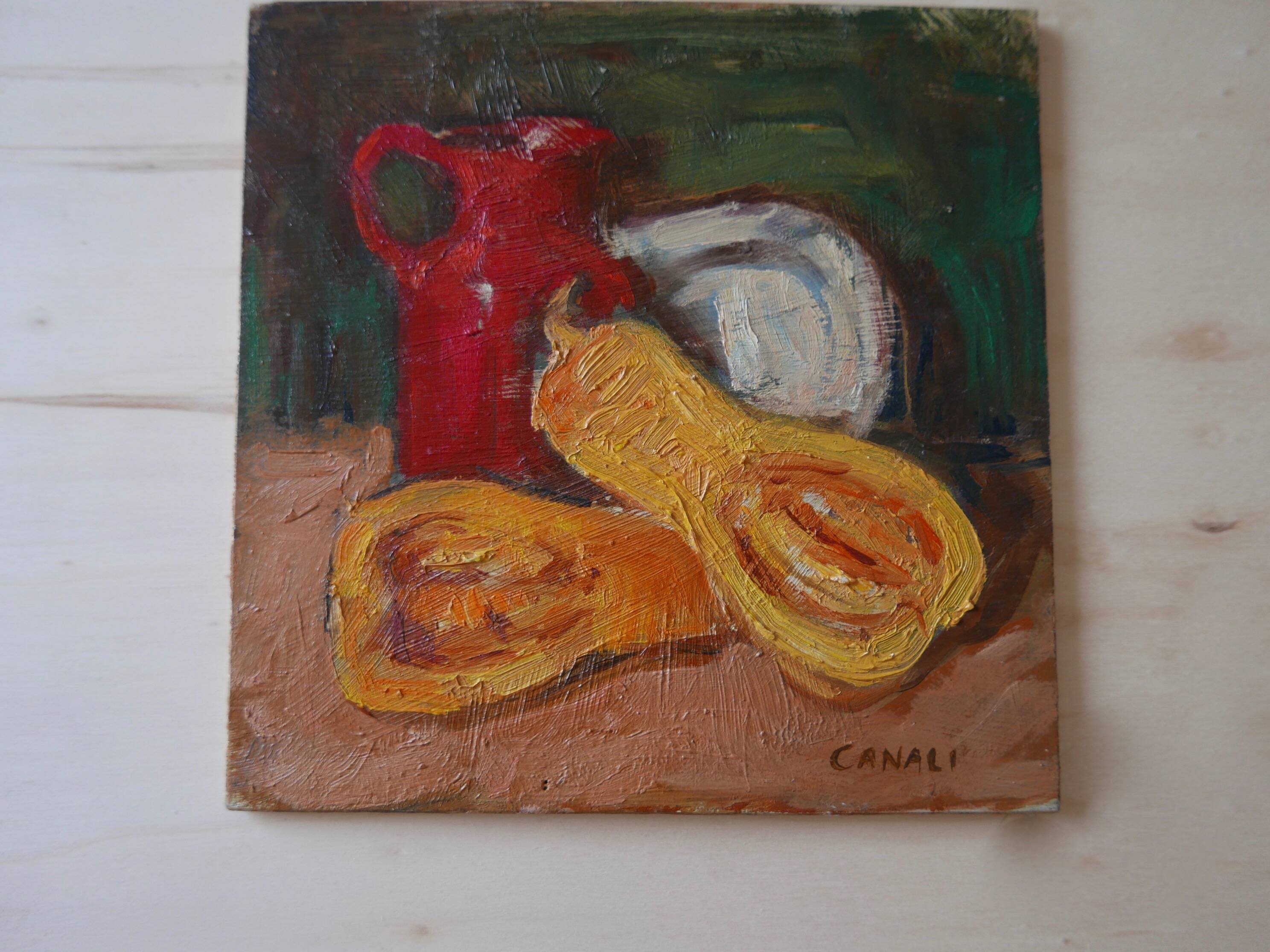 Still life, oil on wood