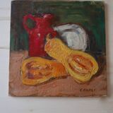 Nature morte, huile sur bois