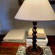 Twisted wooden lamp, cotton shade