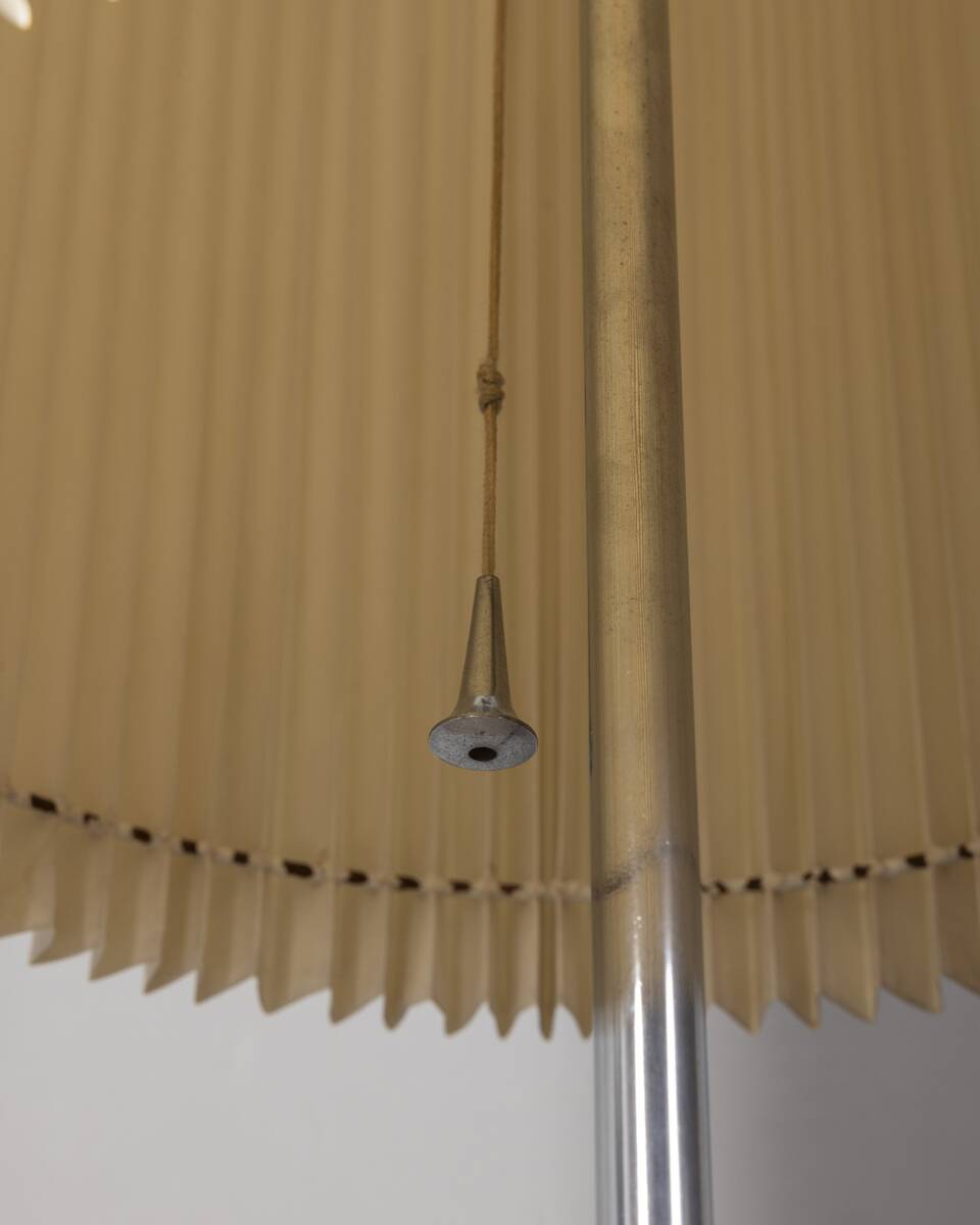 Vintage 1960s floor lamp in metal and pleated shade Italian design