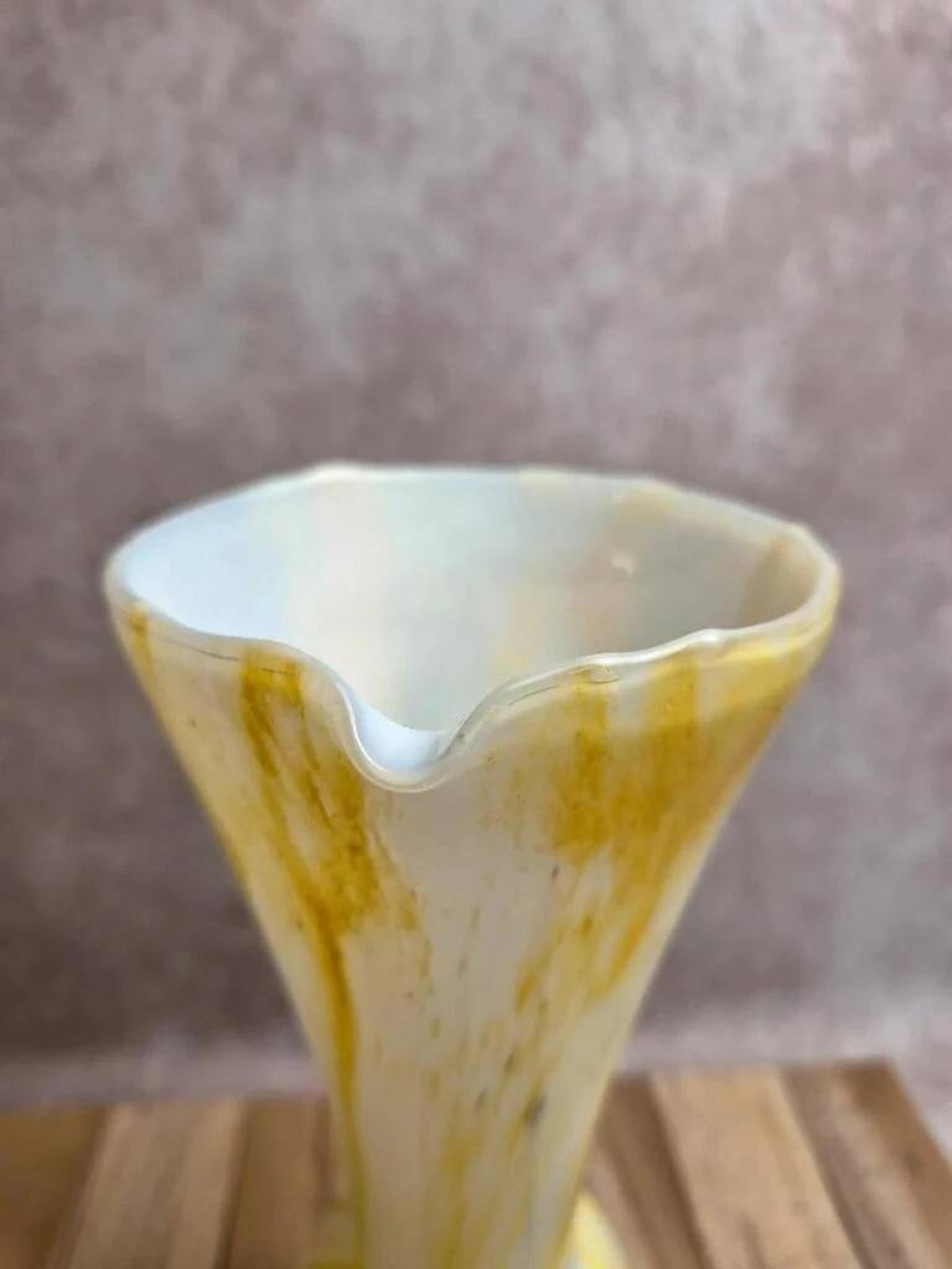 Large yellow and white blown glass pitcher from Italy – 1960s/70s