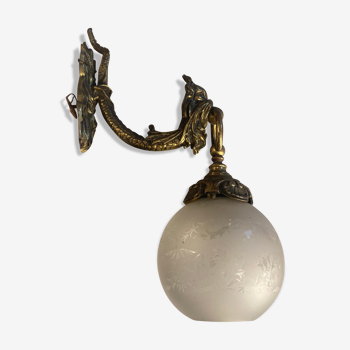 Wall lamp in decorated crystal and bronze