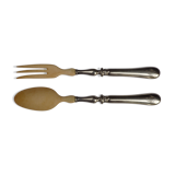 Cutlery with salad in filled silver (minerva hallmark) and ivory, late nineteenth