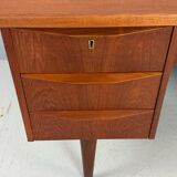 Scandinavian modern teak desk with backside book shelving, 1960, Denmark