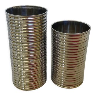 Pair of chrome-plated metal roller holders