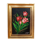 Tulip bouquet painting on canvas