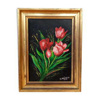 Peinture bouquet de tulipes sur toile