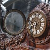 Wooden mirror with clock, 1960