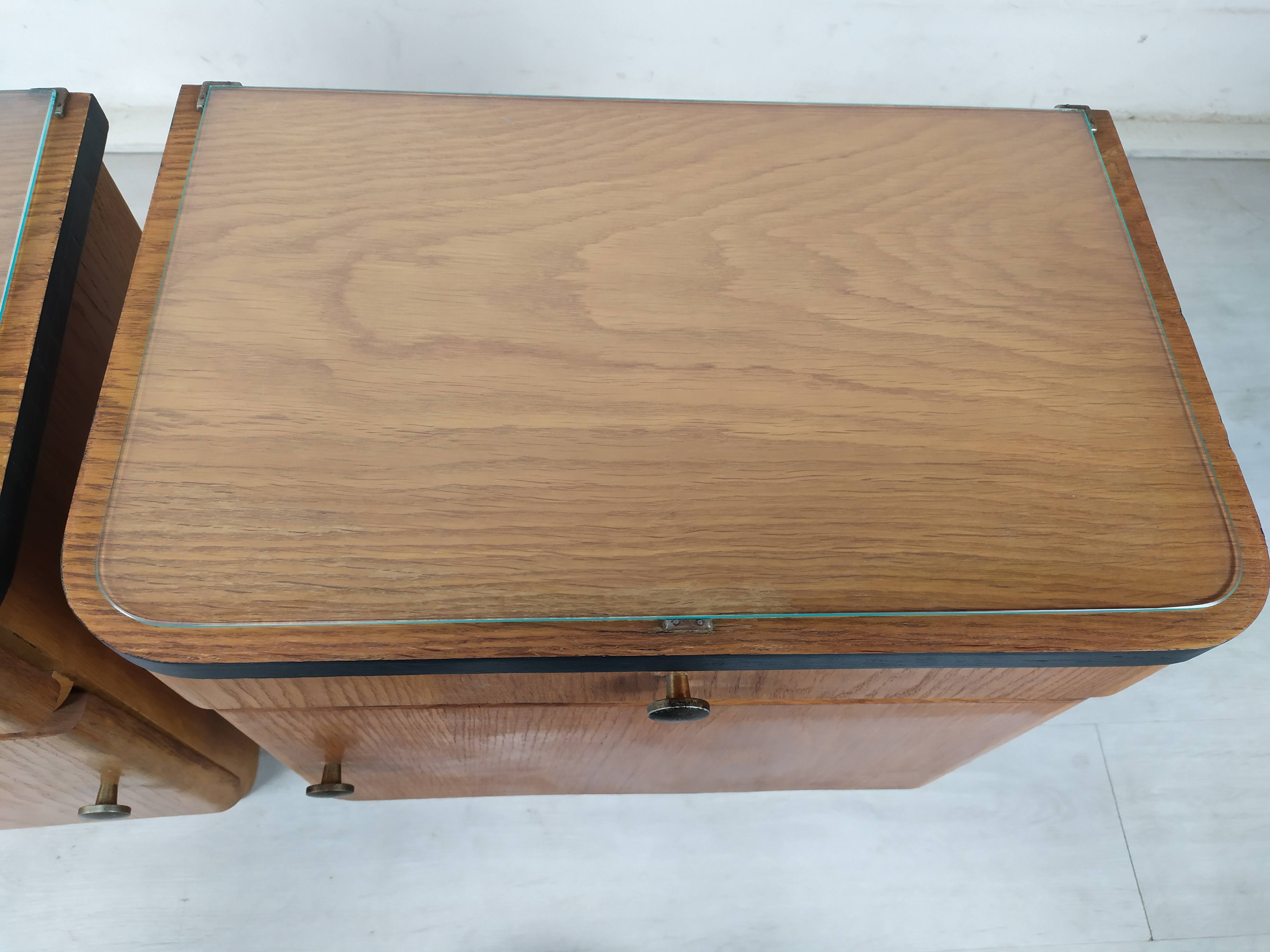 Pair of vintage oak bedside tables