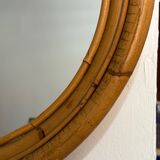 Round rattan mirror from the 60s Spain