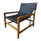 Leather and teak armchair