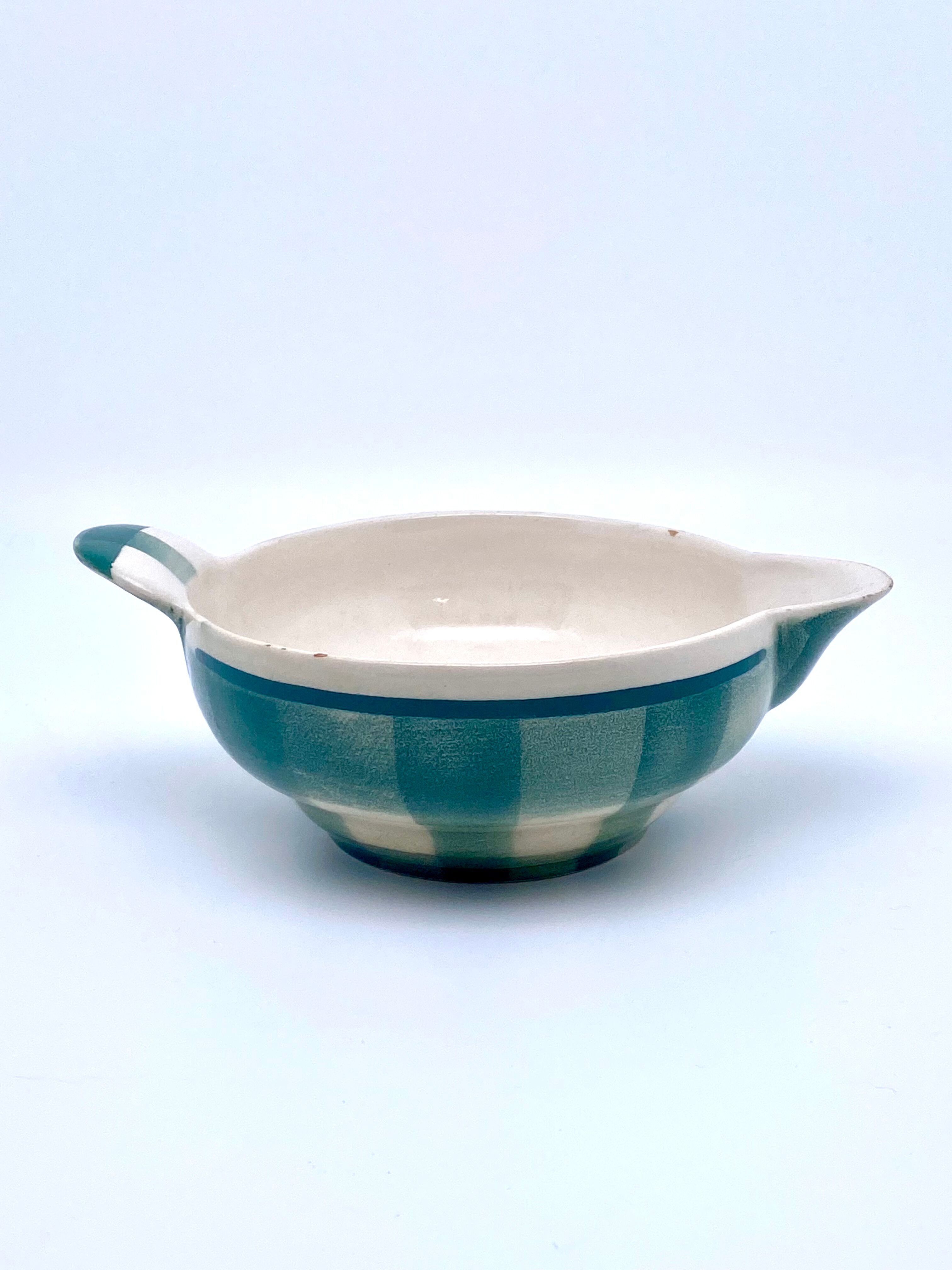 Vintage beige and green checkered service