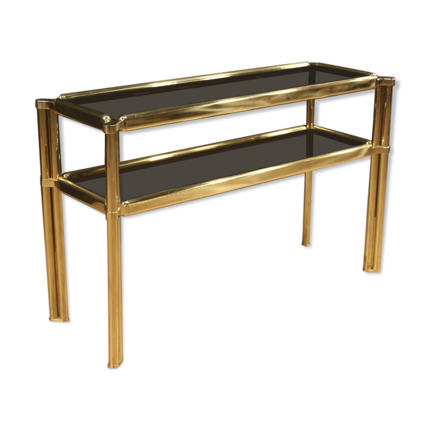 Italian console in gold metal