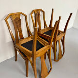 Set of 4 walnut/burl wood chairs, Art Nouveau, early 20th century