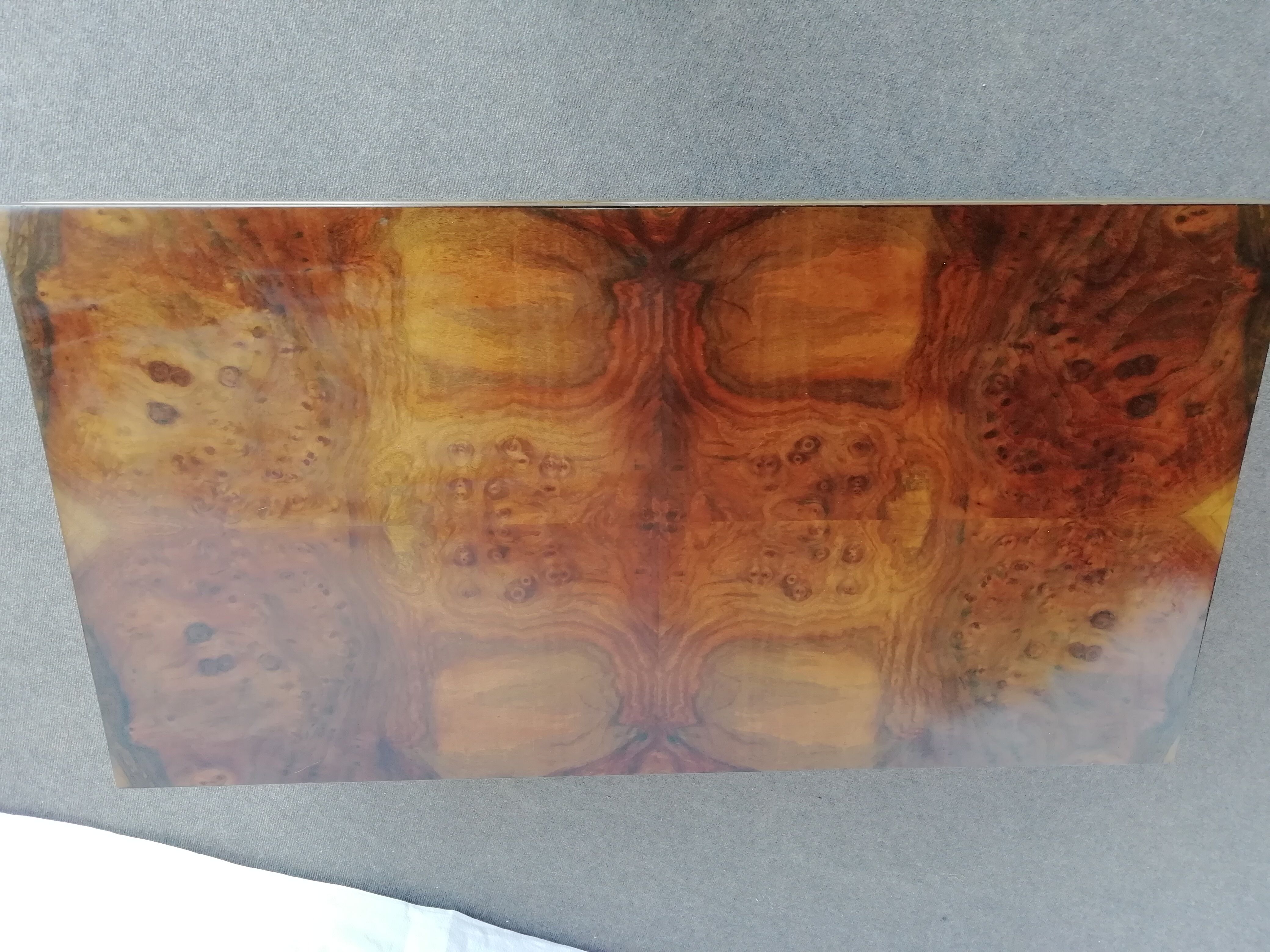 Vintage coffee table 70s wood and brass