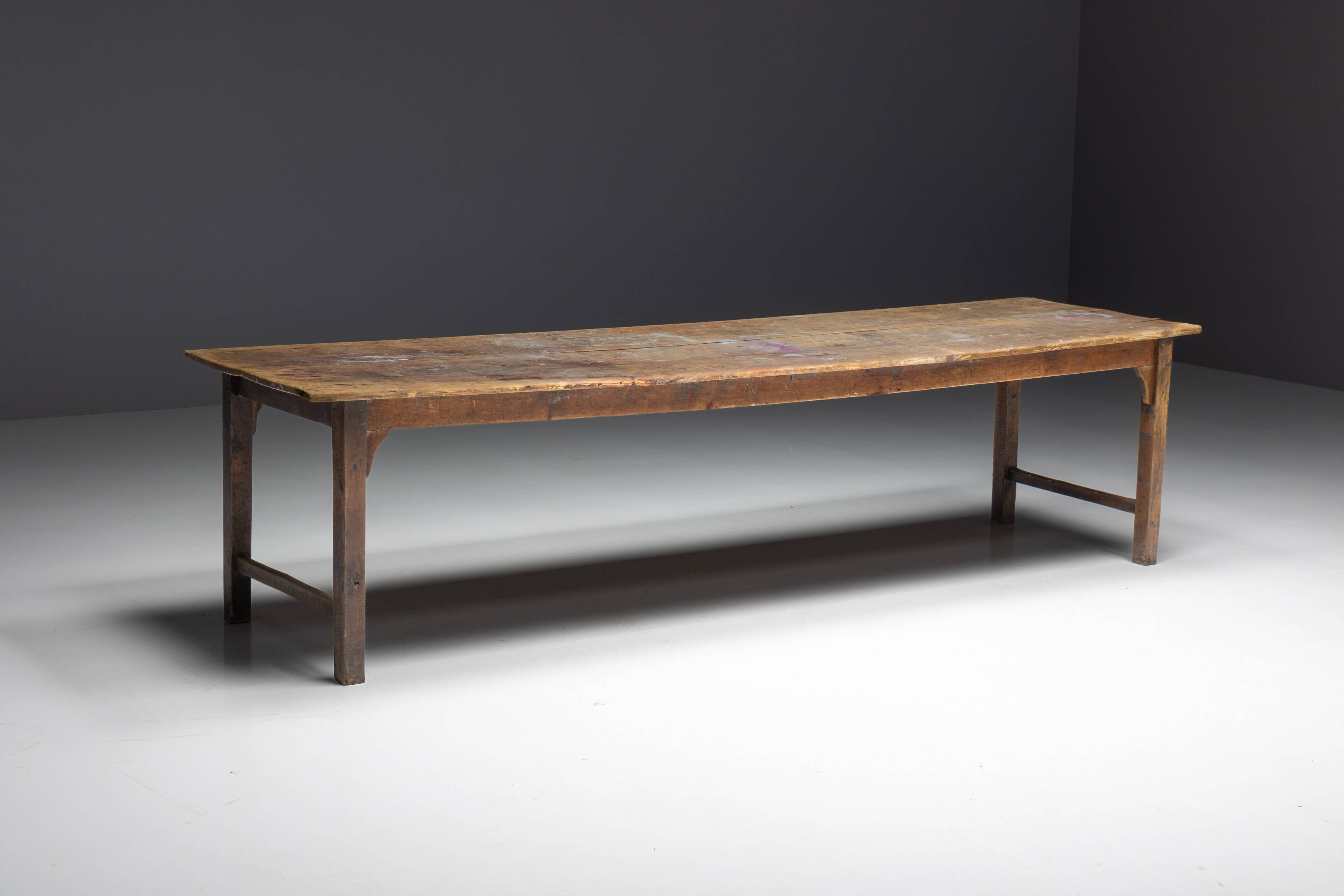 Rustic Primitive Farmhouse Dining Table, France, 19th Century