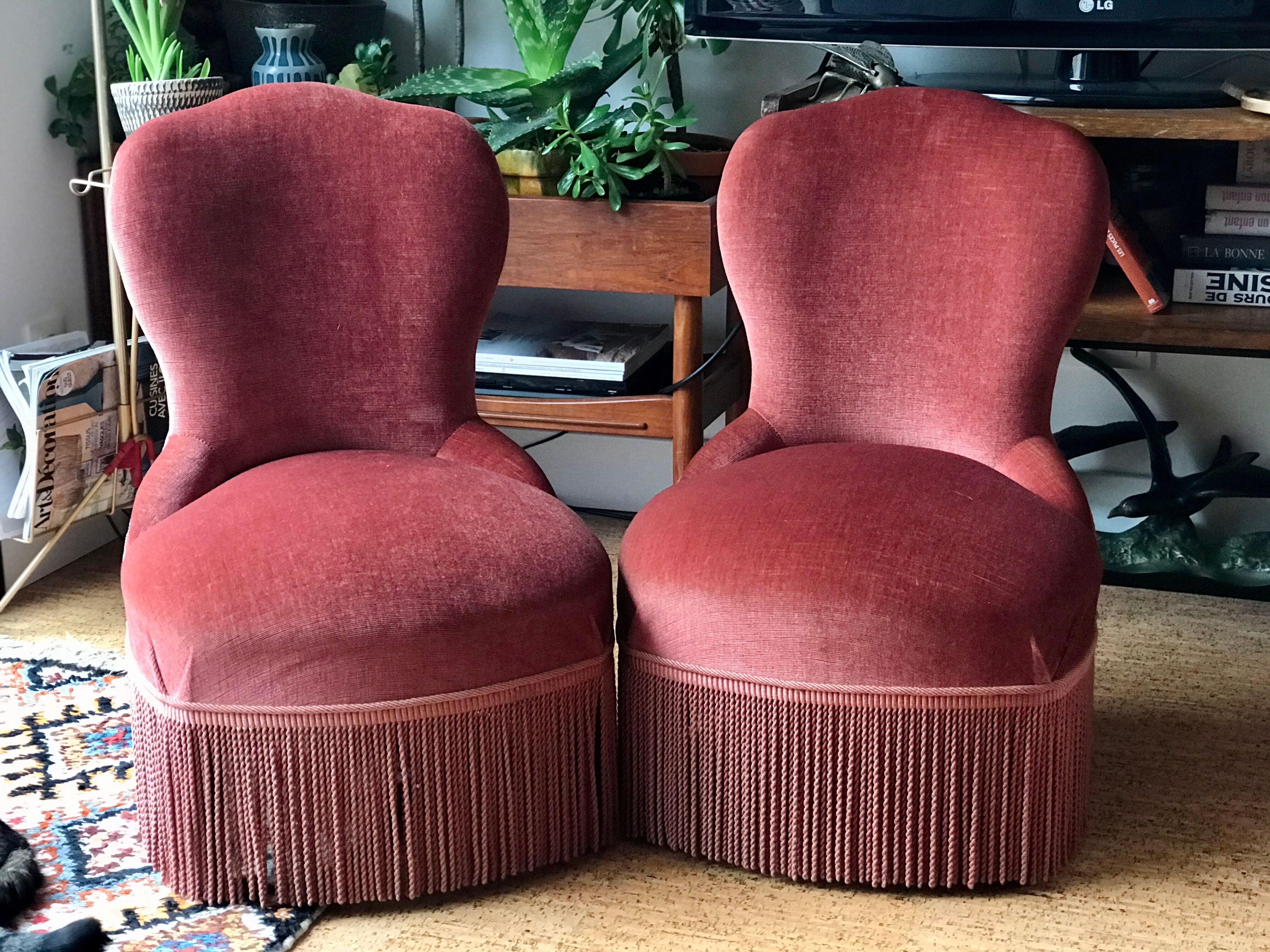 Pair of velvet armchairs