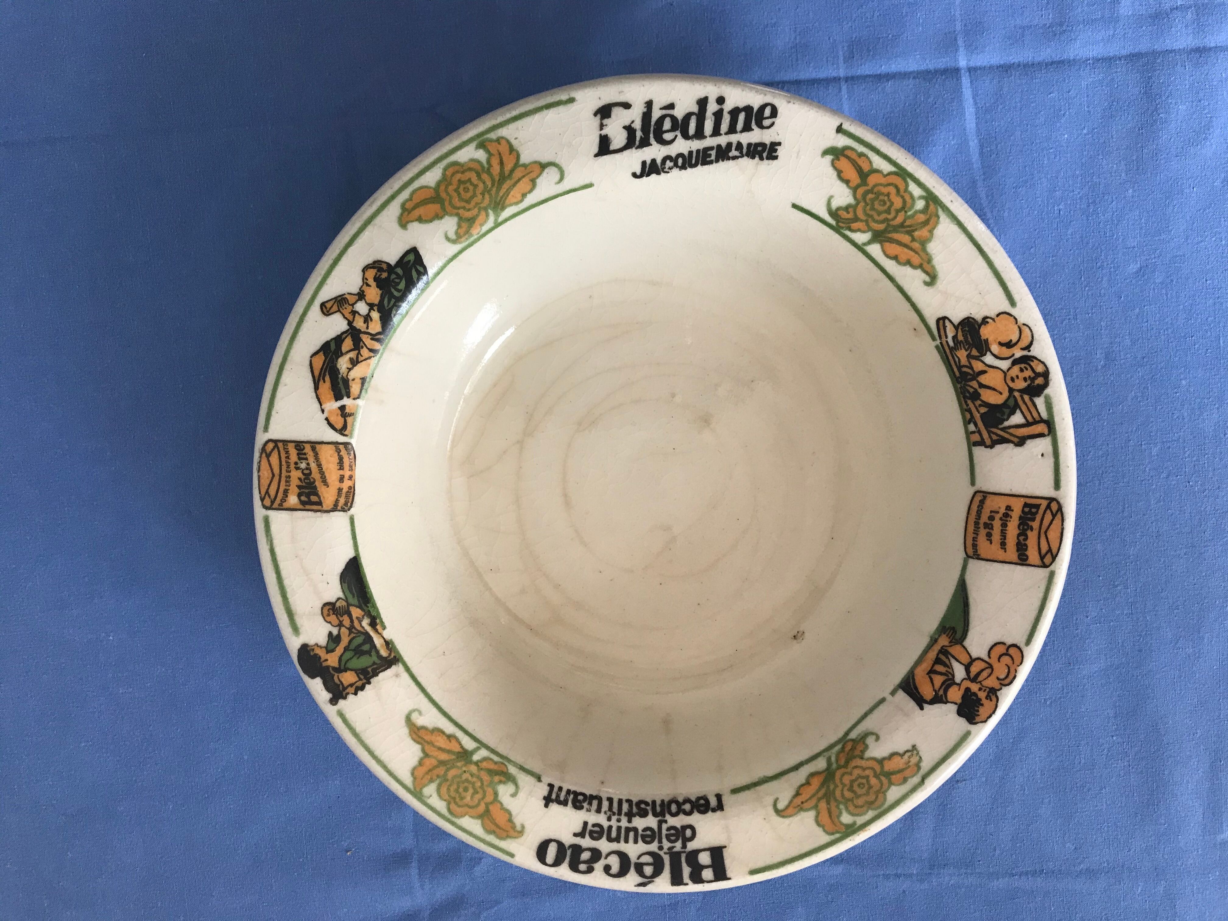 Old "Blédine" advertising porridge plate