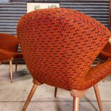 Czechoslovak shell armchair rattan wood fabric