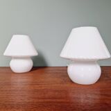 Paire de lampes champignon en verre de Murano, années 1970-80
