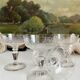 4 coupes à champagne anciennes en cristal gravé entrelacs