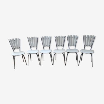 Set of 6 chairs "petals" chrome and leatherette