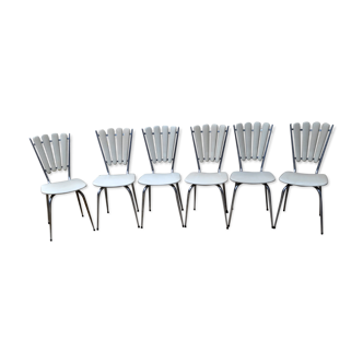 Set of 6 chairs "petals" chrome and leatherette