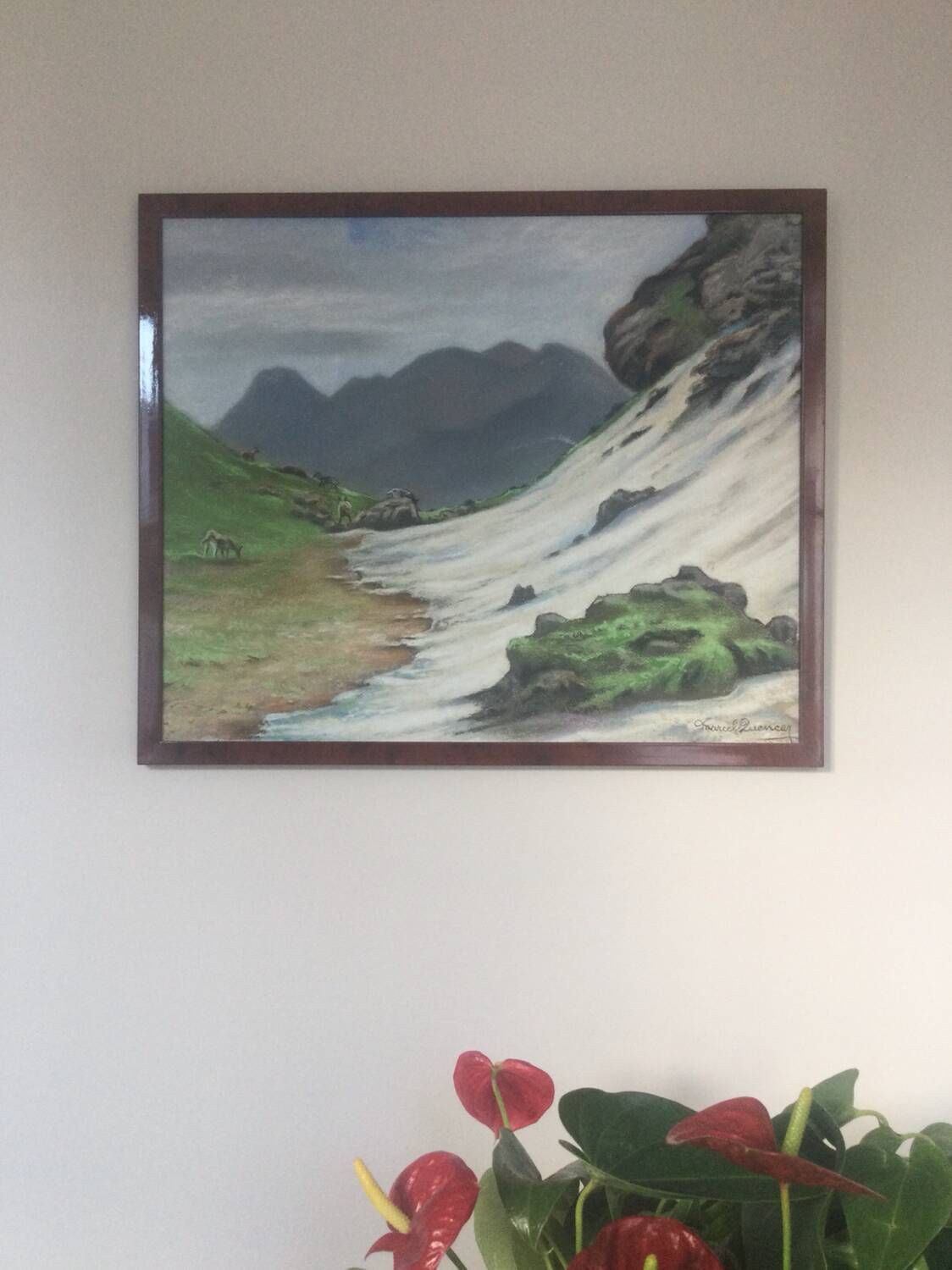 Mountain landscape, 1967. Pastel by Marcel QUENCEZ, 1912-2010.