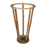 Porte-parapluies Hollywood Regency années 1950, bambou et laiton, style Auböck, Autriche