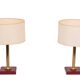 set Jacques Adnet Red Stich Leather Table lamps 1960s France