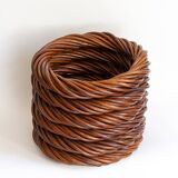 Large wicker basket, storage bucket or XL planter, 1970s