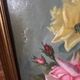 Large antique painting with roses – Oil on canvas from the 1900s – 40 x 102 cm – a large decorative format