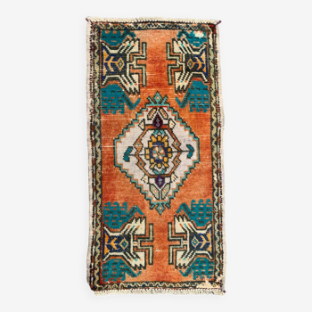 Petit tapis turc vintage 95x49 cm, Short Runner, Tribal, Shabby, Mini Tapis