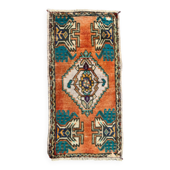 Petit tapis turc vintage 95x49 cm, Short Runner, Tribal, Shabby, Mini Tapis