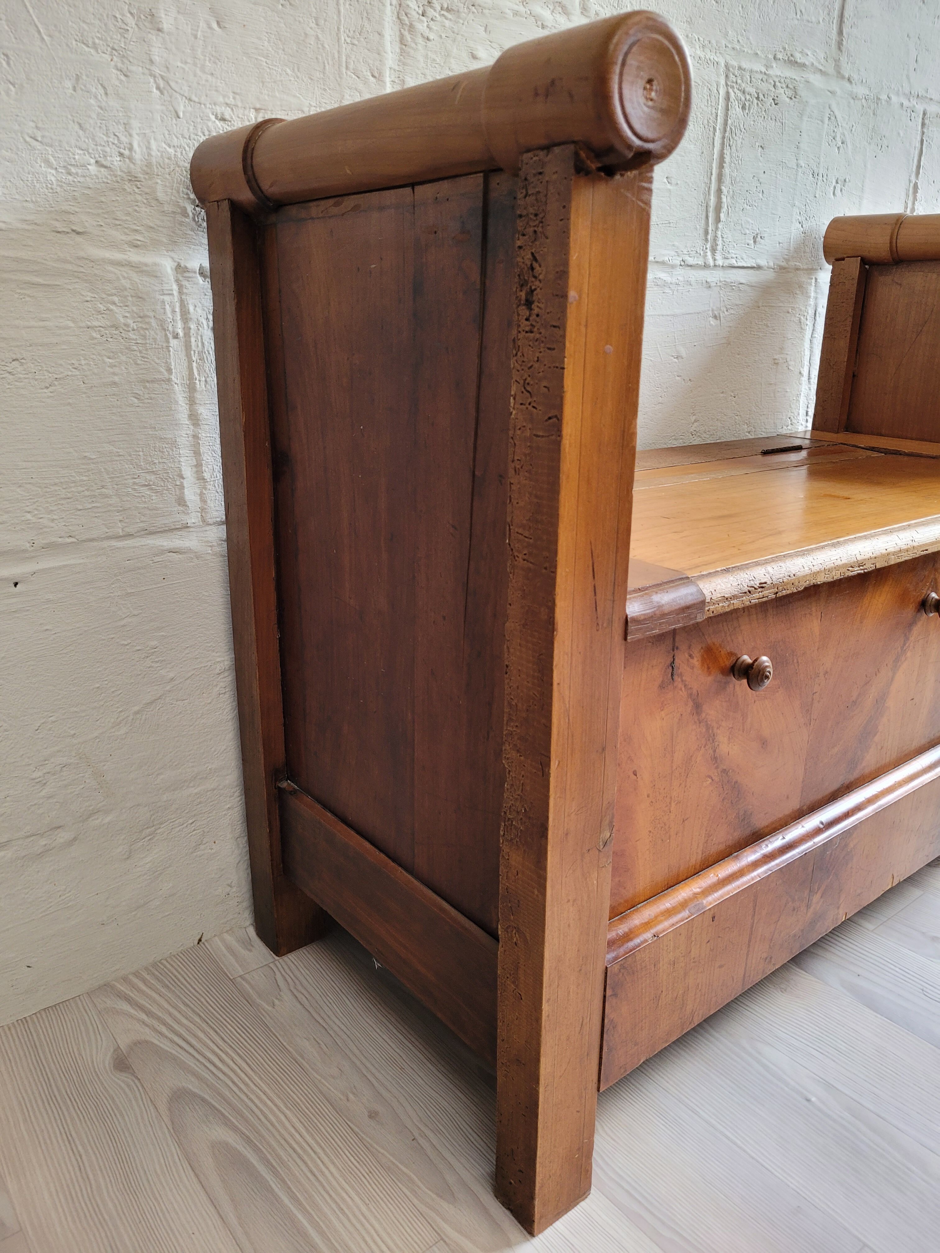 Antique wooden chest bench