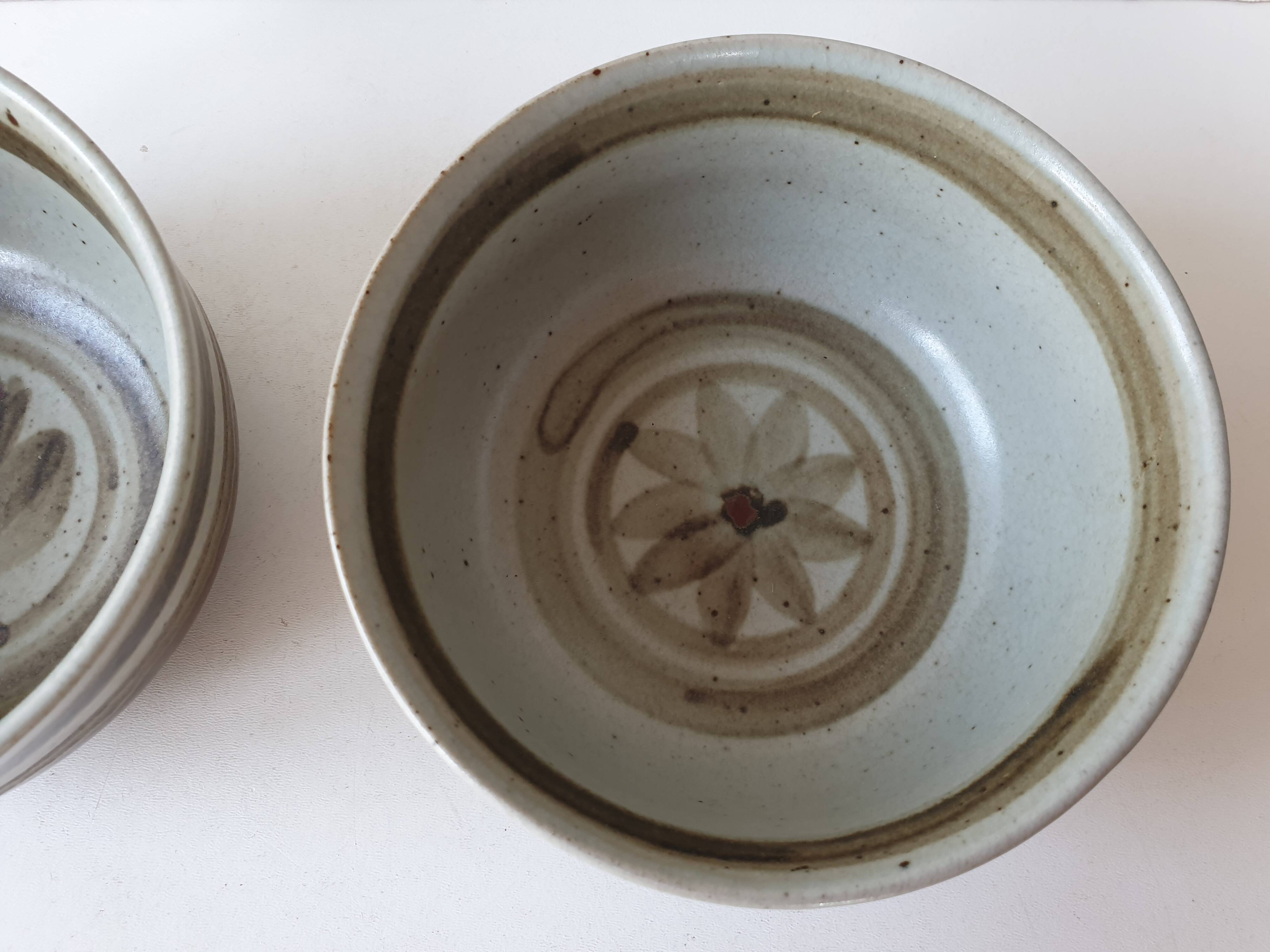 Set of 2 ramekins Bowls / cups in glazed ceramic Signed Blanot