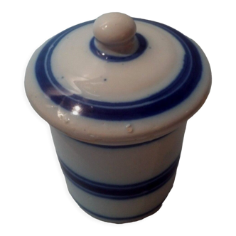 Faience pot blue stripes early twentieth century