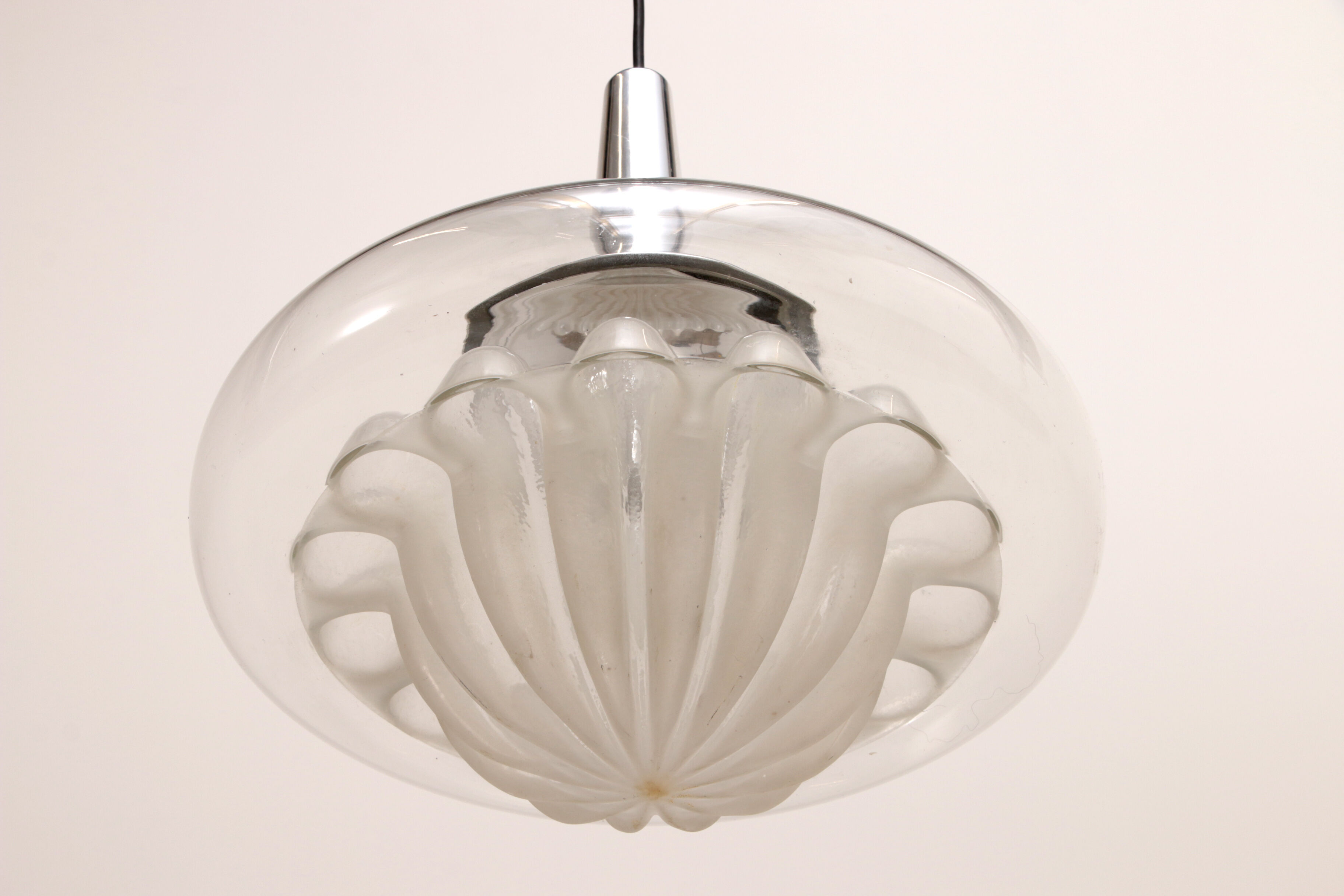 Vintage glass hanging lamp by Peill & Putzler, 1960