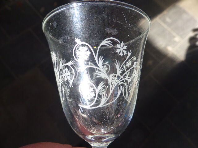16 drinks wine, Tulip, glass shape transparent reasons silkscreens blueberries vintage 1950