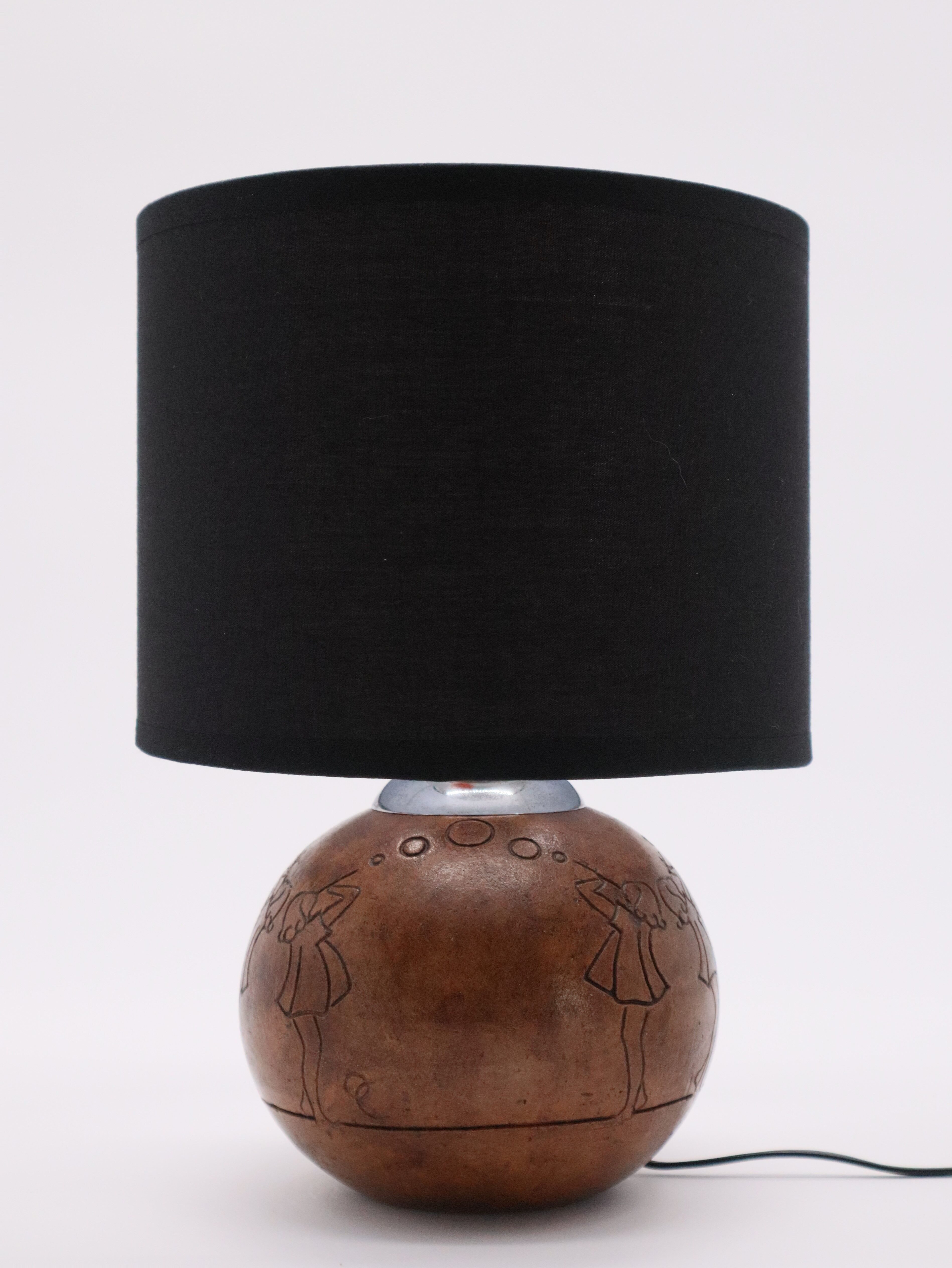 Ceramic lamp decorated with Little Girls Art-Deco 1930