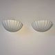 Pair of vintage seashell wall sconces, matte white, France 1970