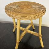 Small vintage rattan side table