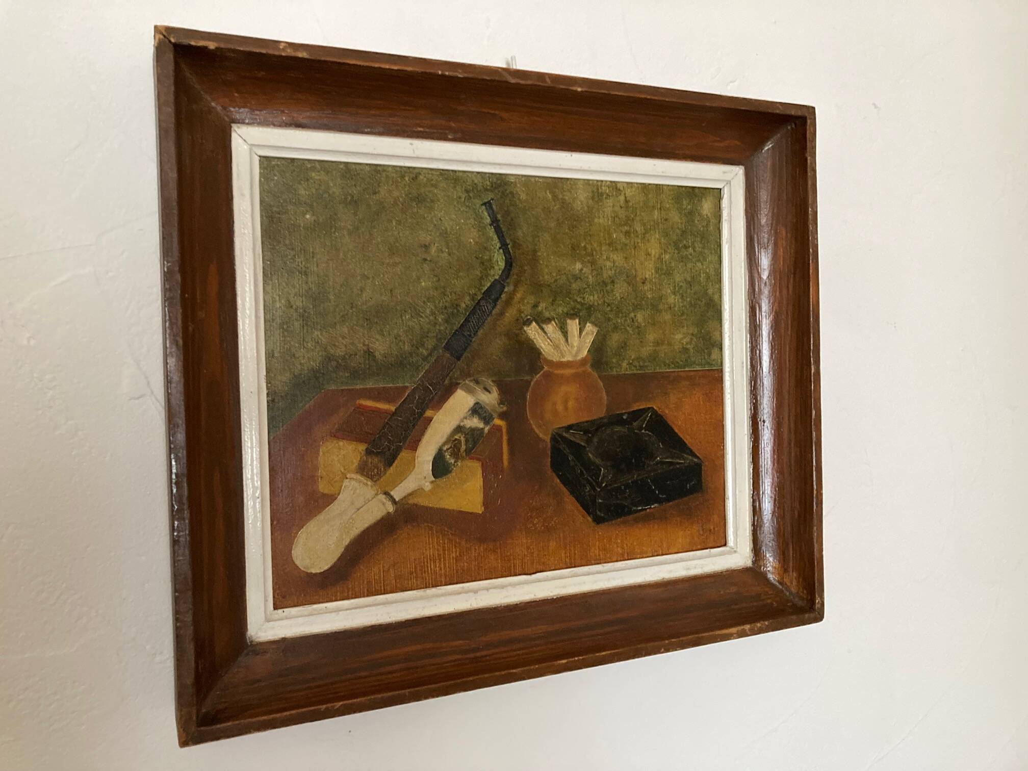 Oil on hardboard, signed still life, 1955