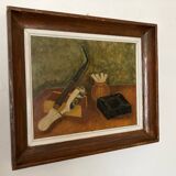 Oil on hardboard, signed still life, 1955