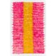 New Hand-Knotted Shag Pile Tulu Rug in Hot Pink and Yellow, 100% Mohair Wool