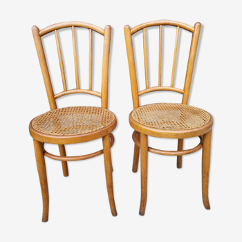 Paire de chaises bistrot cannées, J. Kohn début XXème s.