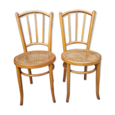 Paire de chaises bistrot cannées, J. Kohn début XXème s.