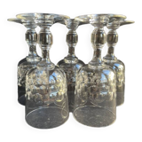 5 Blown and cut crystal water glasses – Art Nouveau