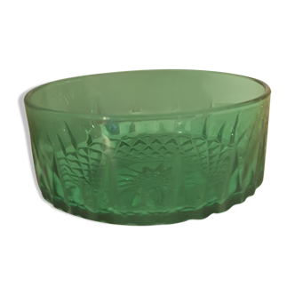 Coupelle ronde verre ciselé Arcopal verte