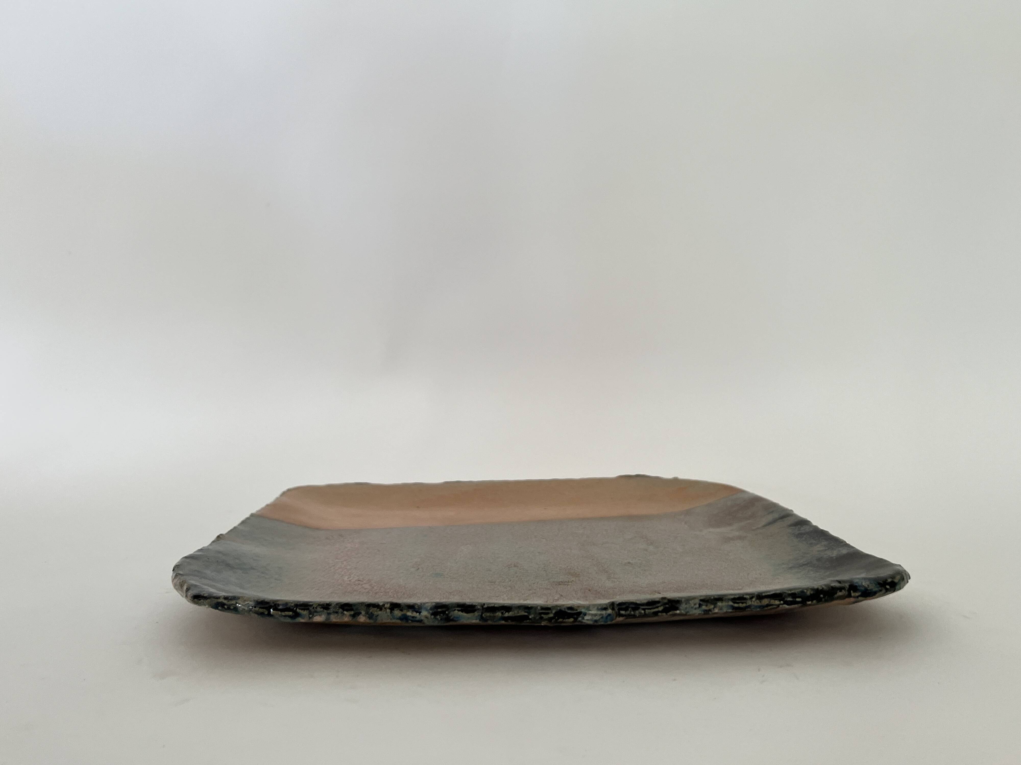 large enamelled ceramic pocket emptier signed Claude Champy, France